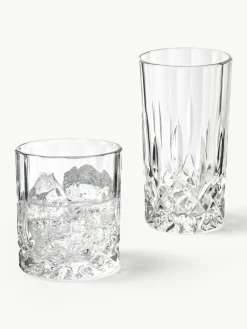 Glazen George met kristalreliëf, set van 8