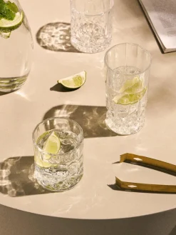 Glazen George met kristalreliëf, set van 8
