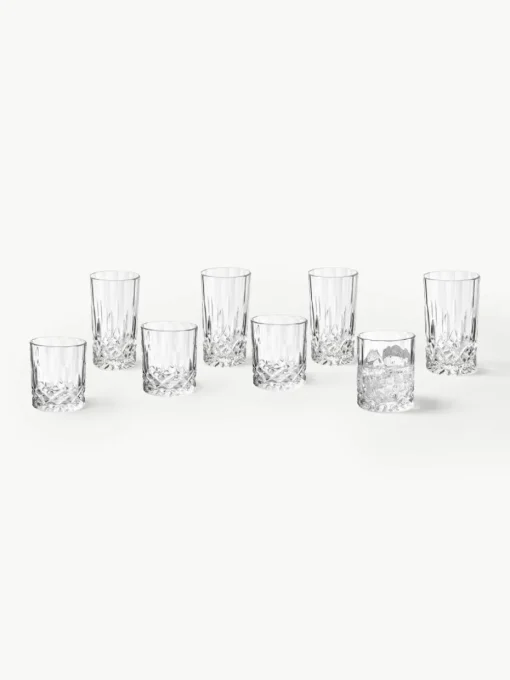 Glazen George met kristalreliëf, set van 8