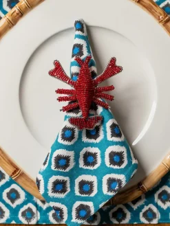 Glazen kralen servetringen Lobster, 2 stuks