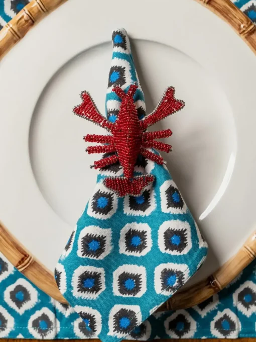 Glazen kralen servetringen Lobster, 2 stuks