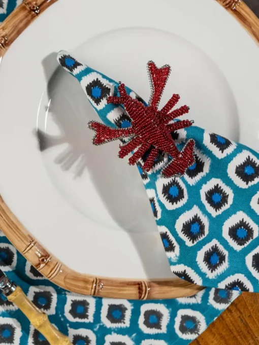 Glazen kralen servetringen Lobster, 2 stuks
