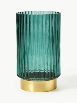 Glazen vaas Lene met metalen voet, H 20 cm