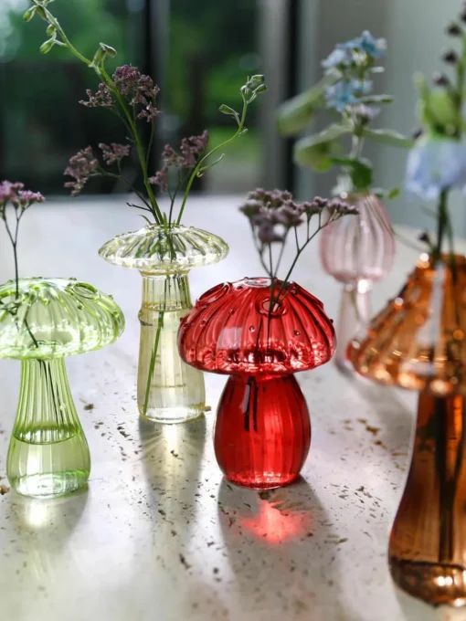 Glazen vazen Mushroom, set van 5