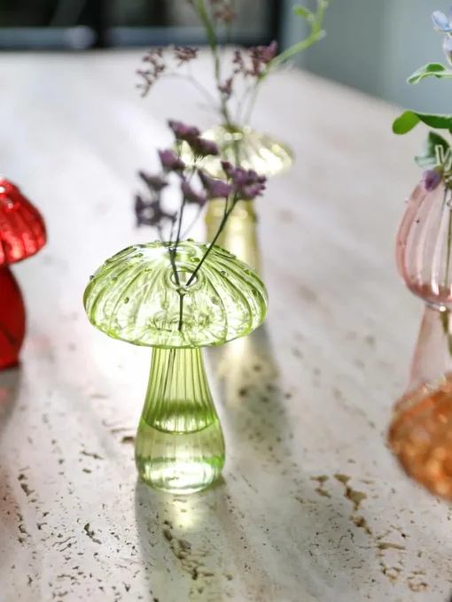 Glazen vazen Mushroom, set van 5
