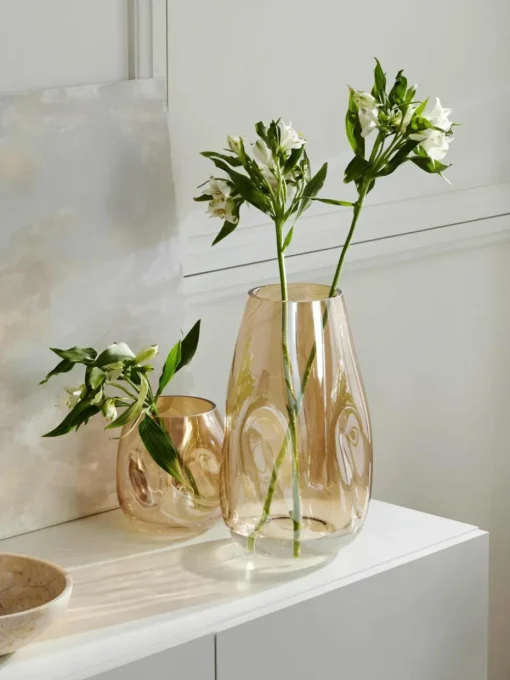 Grote mondgeblazen glazen vaas Luster, H 35 cm