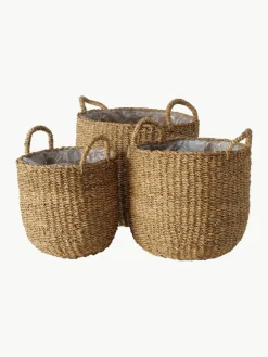 Grote plantenmandenset Sophy met binnenfolie, set van 3