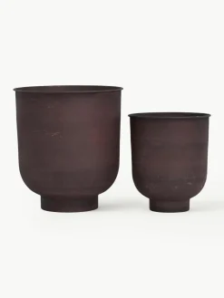 Grote plantenpotten Vig van metaal, set van 2