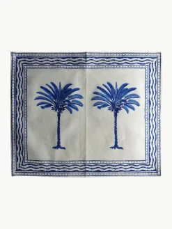 Handbedrukte katoenen placemats The Palms, 4 stuks
