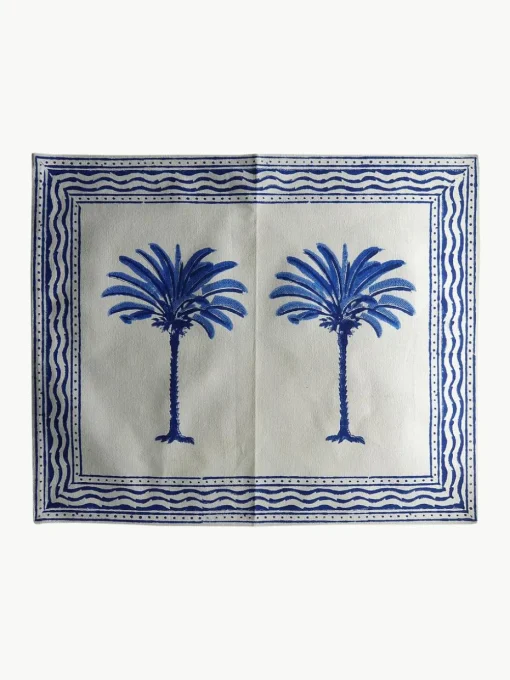 Handbedrukte katoenen placemats The Palms, 4 stuks