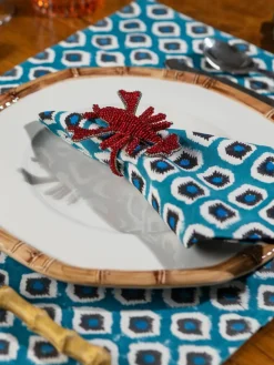 Handbedrukte katoenen placemats Sarp, 4 stuks