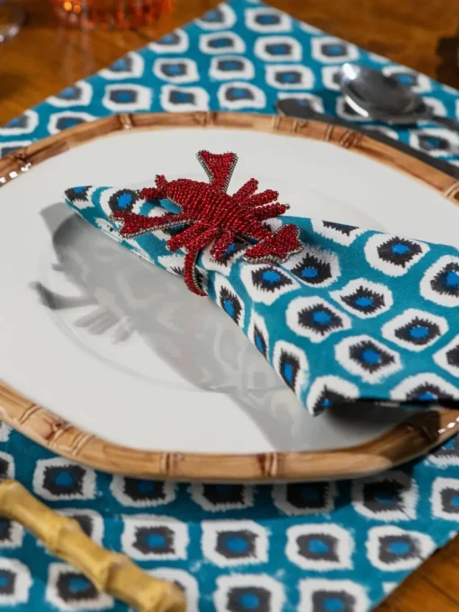 Handbedrukte katoenen placemats Sarp, 4 stuks