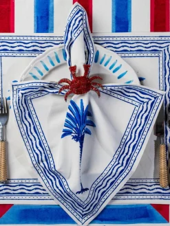 Handbedrukte katoenen placemats The Palms, 4 stuks