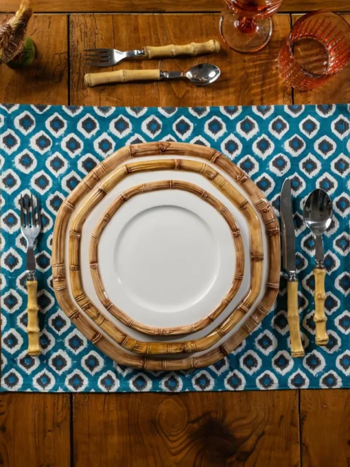 Handbedrukte katoenen placemats Sarp, 4 stuks