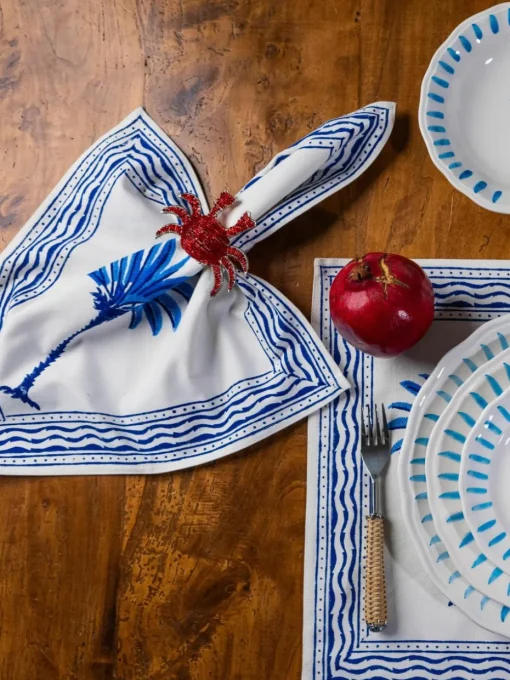 Handbedrukte katoenen placemats The Palms, 4 stuks