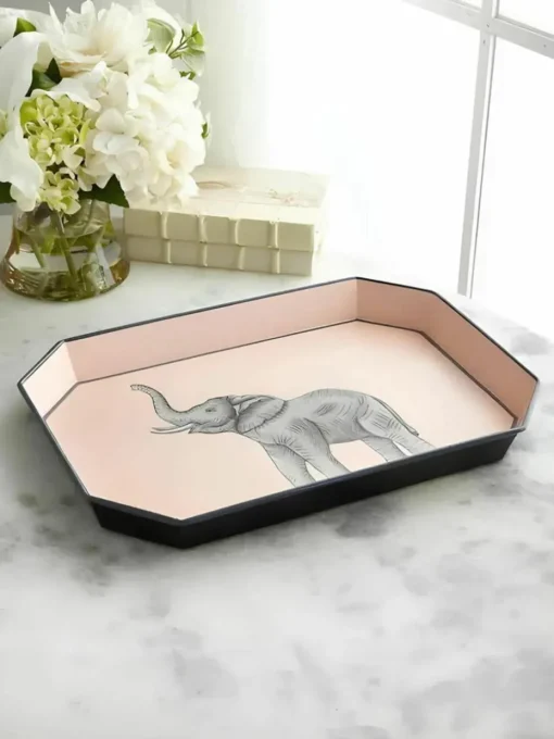 Handbeschilderd decoratief dienblad Fauna met olifantenmotief