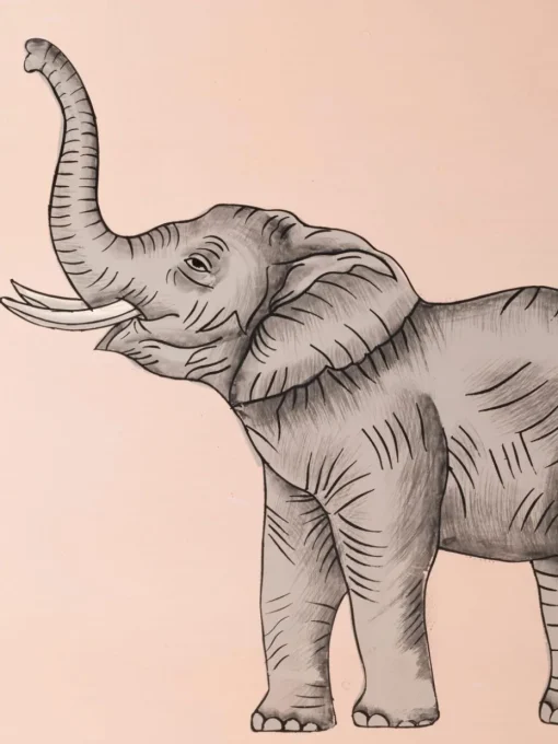 Handbeschilderd decoratief dienblad Fauna met olifantenmotief