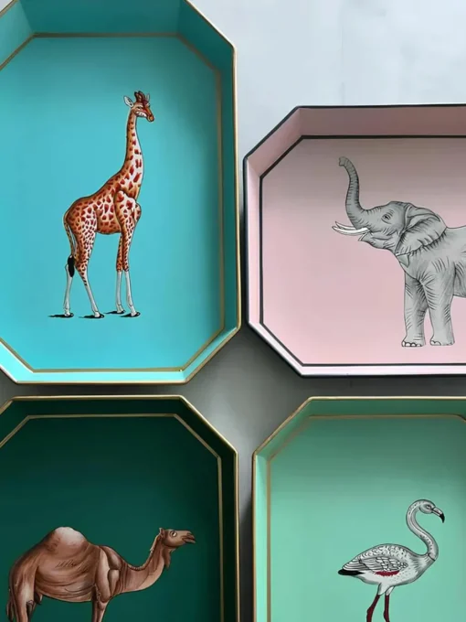 Handbeschilderd decoratief dienblad Fauna met olifantenmotief