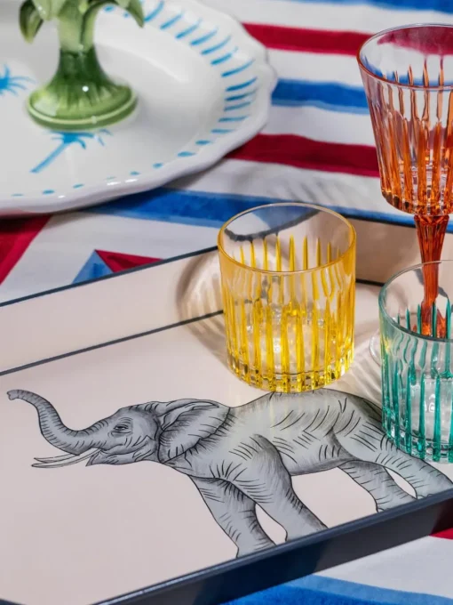 Handbeschilderd decoratief dienblad Fauna met olifantenmotief