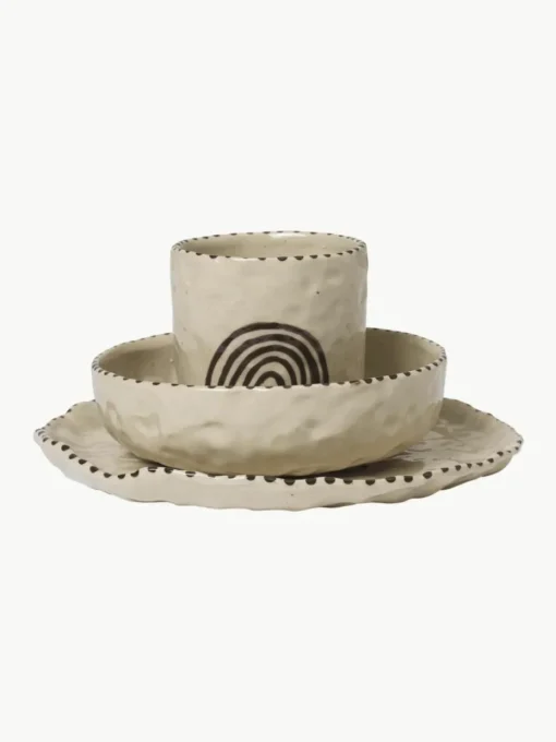 Handbeschilderd kinderservies Naive, 3-delig
