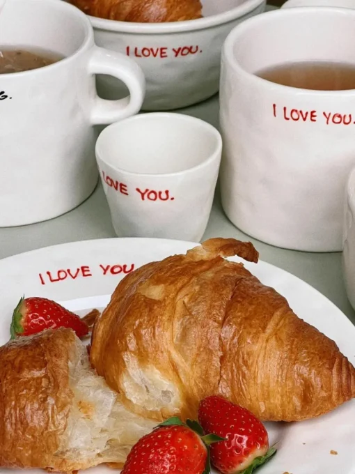 Handbeschilderd ontbijtbord I Love You