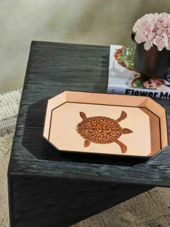 Handbeschilderd sierblad Fauna met schildpadmotief