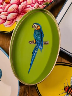 Handbeschilderd sierblad Fauna met papegaaienmotief