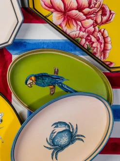 Handbeschilderd sierblad Fauna met krabmotief
