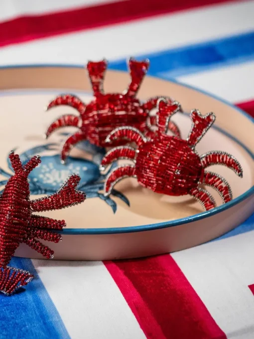 Handbeschilderd sierblad Fauna met krabmotief