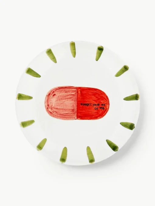 Handbeschilderd taartbordje Forget Your Ex Pill