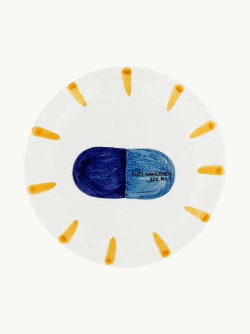 Handbeschilderd taartplaat Anti Hangover Pill