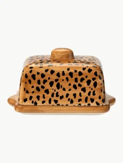 Handbeschilderde botervloot Leopard