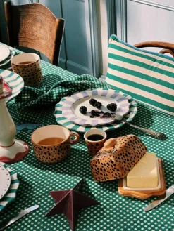 Handbeschilderde botervloot Leopard