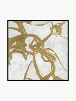 Handbeschilderde canvasdoek Goldplay met houten frame