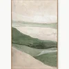 Handbeschilderde canvasdoek Green Field met houten lijst