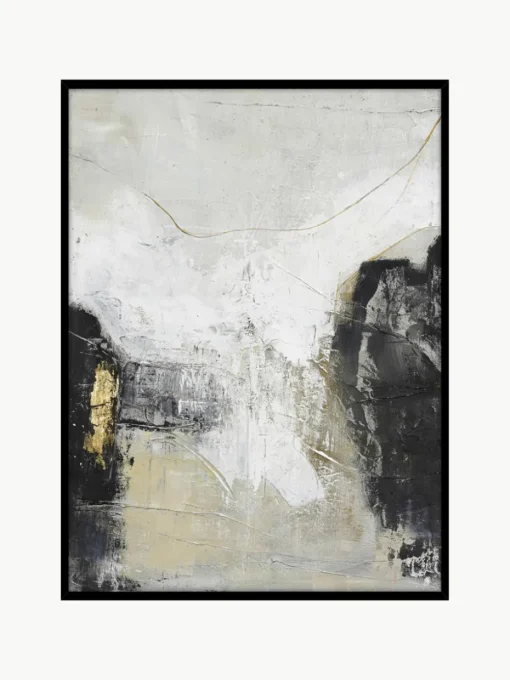 Handbeschilderde canvasdoek White Noir met houten frame