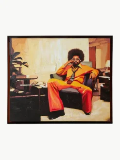 Handbeschilderde canvasdoek Higher met houten frame