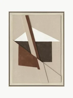 Handbeschilderde canvasdoek Brown Shapes met frame