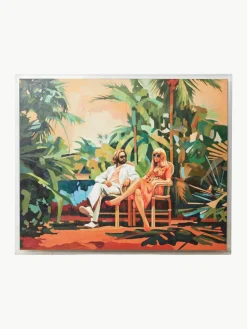 Handbeschilderde canvasdoek Higher met houten frame