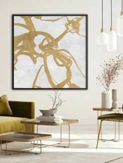 Handbeschilderde canvasdoek Goldplay met houten frame