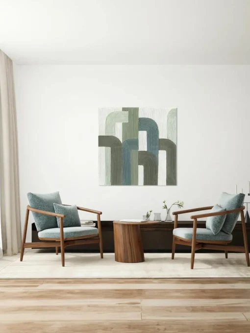 Handbeschilderde canvasdoek Green Lines