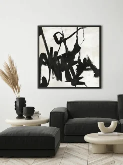 Handbeschilderde canvasdoek Playblack met houten frame