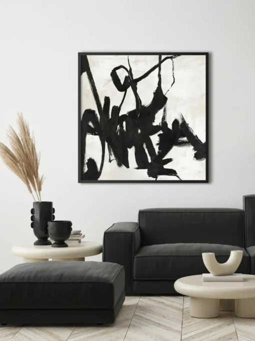 Handbeschilderde canvasdoek Playblack met houten frame