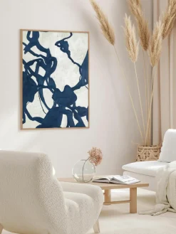 Handbeschilderde canvasdoek Blueplay met houten frame