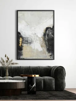 Handbeschilderde canvasdoek White Noir met houten frame