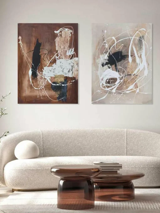 Handbeschilderde canvasdoek Cream