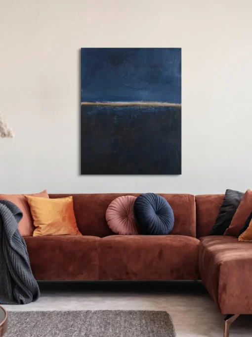 Handbeschilderde canvasdoek Edge Blue