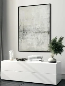 Handbeschilderde canvasdoek Simple Living met houten frame