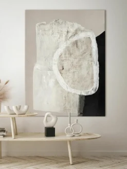 Handbeschilderde canvasdoek White Stone