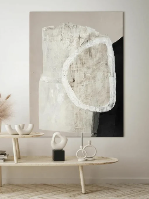 Handbeschilderde canvasdoek White Stone